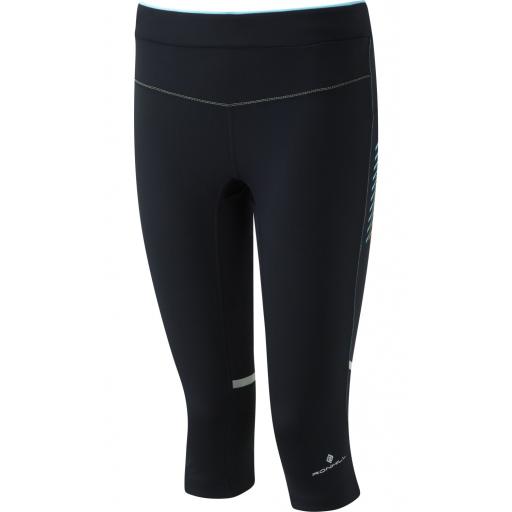 Ronhill Women's Stride Stretch Running Capri - Black / Peacock