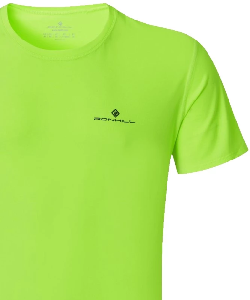 Ronhill Mens Core Short Sleeve T-Shirt Fluo Yellow Black Detail