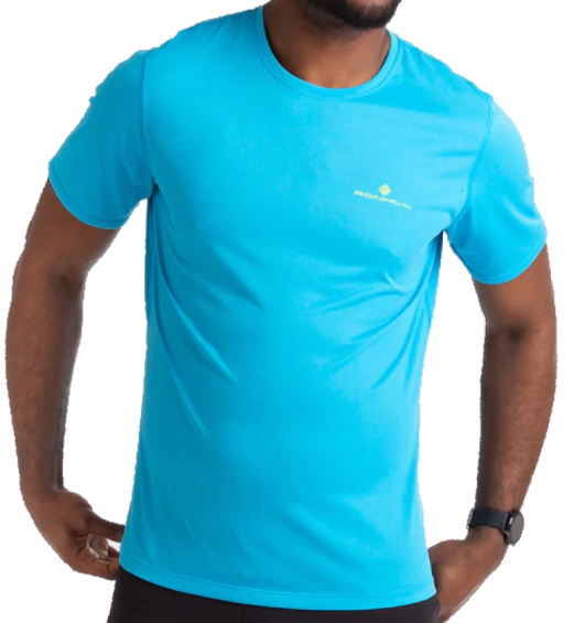 Ronhill Mens Core Short Sleeve T-Shirt Blue Cyan-Acid Lime Front