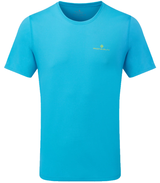 Ronhill Mens Core Short Sleeve T-Shirt Blue Cyan-Acid Lime_Front