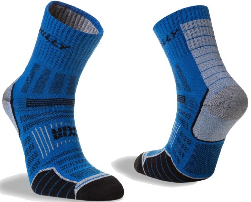 Hilly Running Socks Mens Twin Skin Anklet Azurite Blue Grey Marl Front-Back