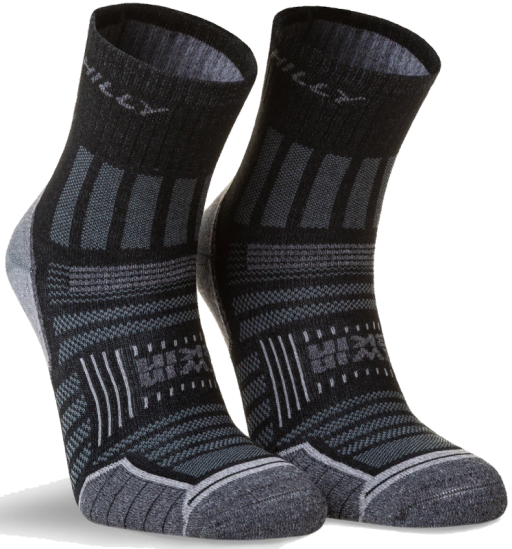 Hilly Twin Skin Socks Black Grey Marl Front Side