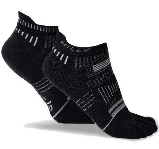 Hilly Toe Socklet Minimum Cushioning Black Grey Light Grey Angle 2xSide_801.jpg