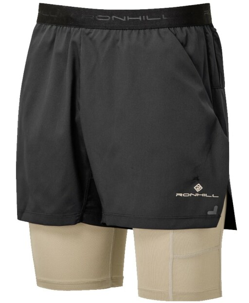 Ronhill Tech Ultra Twin Running Shorts Mens Black-Latte Front_850.jpg