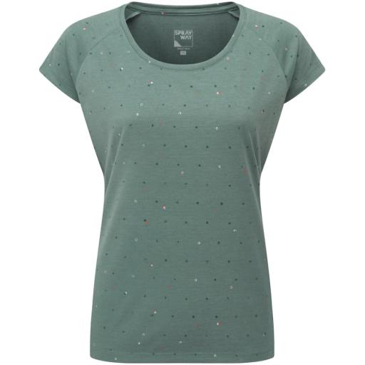 Sprayway Womens Dot Tee Shirt Hiking & Travel Top - Balsam Green